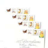 "Yellow and Orange Garden Vintage Postage Stamp Set // Set of 5  // 94 Cents each" - Postage Stamps in yellow by Flourish Fine Writing