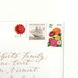 "Pink and Orange Fall Botanical Vintage Postage Set // Set of 5 // 2 ounce envelope // $1.07 in postage per set" - Postage Stamps in red by Flourish Fine Writing