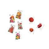 "Pink and Orange Fall Botanical Vintage Postage Set // Set of 5 // 2 ounce envelope // $1.07 in postage per set" - Postage Stamps in red by Flourish Fine Writing