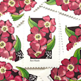 "Red Maids Postage Stamps | American Wildflower Series | Pink Red Flower | Botanical | Vintage Unused USPS Postage 29c | Pack of 10" - Postage Stamps in pink by Heritage Post House