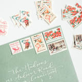 "A Nostalgic Christmas Postage Stamp Set // Set of 5" - Postage Stamps in red by Flourish Fine Writing