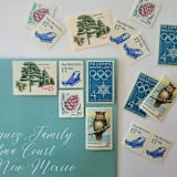 "Holiday Vintage Postage Set | Winter Wonderland | One Ounce | Set of 5" - Postage Stamps in blue by The Silver Stamps