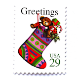 ""Christmas Stocking" Postage Stamps | Contemporary Christmas Series | Unused USPS Postage 29c | Pack of 20" - Postage Stamps in multicolor by Jennifer Kramer