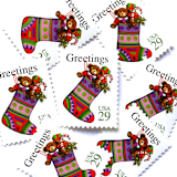 ""Christmas Stocking" Postage Stamps | Contemporary Christmas Series | Unused USPS Postage 29c | Pack of 20" - Postage Stamps in multicolor by Jennifer Kramer