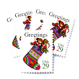 ""Christmas Stocking" Postage Stamps | Contemporary Christmas Series | Unused USPS Postage 29c | Pack of 20" - Postage Stamps in multicolor by Jennifer Kramer