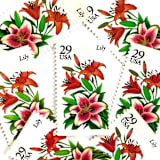 "Lily Postage Stamps | Summer Garden Flowers Series | Pink Flower | Botanical | Vintage Unused USPS Postage 29c | Pack of 10" - Postage Stamps in red by Heritage Post House