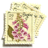 "Foxglove Flower Postage Stamps | Herbs Series | Botanical | Wedding Stamps | Vintage Unused USPS Postage 29c | Pack of 10" - Postage Stamps in pink by Heritage Post House