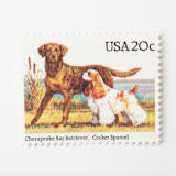 "20 Cent Chesapeake Bay Retriever & Cocker Spaniel Postage Stamps // Set of 10 // UNUSED" - Postage Stamps in beige by Flourish Fine Writing