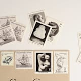 "Modern Art Neutral Postage Set // Set of 5 // $1.17 in postage per set" - Postage Stamps in black by Flourish Fine Writing