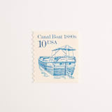 "10 Cent Canal Boat Postage Stamps // Set of 10 // UNUSED Postage Stamps" - Postage Stamps in blue by Flourish Fine Writing