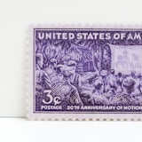 "Vintage Unused Stamps - Motion Pictures,  3 cent - Set of 5" - Postage Stamps in purple by Tablo Post