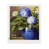 "Blue Hydrangea in Blue Vase Forever Stamp // Set of 10" - Postage Stamps in blue by Flourish Fine Writing