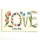 "Love Flowers Postage Stamps | Love Series | Floral LOVE Design | Botanical Wedding Stamps | Valentine | Vintage Unused USPS Postage 20c | Pack of 10" - Postage Stamps in white by Heritage Post House