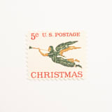 "5 Cent Christmas Angel Postage Stamps // Set of 10 // UNUSED" - Postage Stamps in green by Flourish Fine Writing