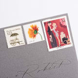 "34 Cent American Illustrator John Held Jr. "The Girl He Left Behind" Postage Stamps // Set of 10 // UNUSED Vintage Stamps" - Postage Stamps in red by Flourish Fine Writing
