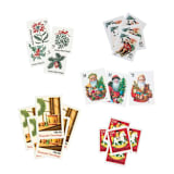 "Vintage Santa Postage Set // Set of 5 // UNUSED // Sledding & Toys" - Postage Stamps in red by Flourish Fine Writing