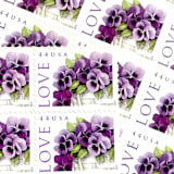 "Pansies in a Basket Postage Stamps | Love Series | Purple Flowers | Wedding Flowers | Valentine | Vintage Unused USPS Postage 44c | Pack of 10" - Postage Stamps in purple by Heritage Post House