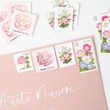 "Pretty in Pink Postage Set // Set of 5 // $1.19 in postage per set" - Postage Stamps in pink by Flourish Fine Writing