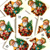"Winter Holidays “Santa with Dog” and Christmas Tree Postage Stamps | Contemporary Christmas Series | Vintage Unused USPS Postage 34c | Pack of 10" - Postage Stamps in gold by Jennifer Kramer