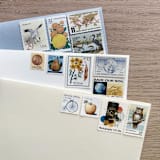 "78 cents . Blue & Gold vintage postage stamp variety pack . Set of 5" - Postage Stamps in blue by Kristen Melchor