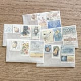 "78 cents . Blue & Gold vintage postage stamp variety pack . Set of 5" - Postage Stamps in blue by Kristen Melchor
