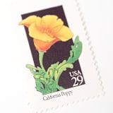"29 Cent California Poppy // Set of 5 // UNUSED Vintage Postage Stamps" - Postage Stamps in yellow by Flourish Fine Writing