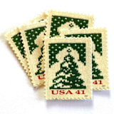 "Holiday Knits “Christmas Tree” Postage Stamps | Contemporary Christmas Series | Vintage Unused USPS Postage 41c | Pack of 10" - Postage Stamps in green by Jennifer Kramer