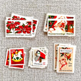 "Christmas Red Vintage Postage, 10 Sets" - Postage Stamps in red by Jennifer Kramer