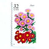"Aster Postage Stamps | Fall Garden Flowers | Garden Flowers Series | Botanical | Wedding Stamps | Vintage Unused USPS Postage 32c | Pack of 10" - Postage Stamps in pink by Heritage Post House