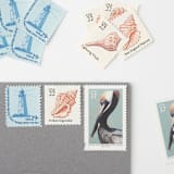 "29 Cent Sandy Hook Lighthouse Postage Stamps // Set of 10 // UNUSED Vintage Stamps" - Postage Stamps in blue by Flourish Fine Writing
