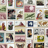 "78 cents . Autumn Vintage Postage Stamp Variety Pack  . Set of 5" - Postage Stamps in multicolor by Kristen Melchor