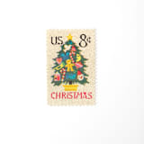 "8 Cent Christmas Tree Needlepoint Postage Stamps // Set of 10 // UNUSED Vintage Holiday stamps" - Postage Stamps in green by Flourish Fine Writing