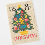 "8 Cent Christmas Tree Needlepoint Postage Stamps // Set of 10 // UNUSED Vintage Holiday stamps" - Postage Stamps in green by Flourish Fine Writing