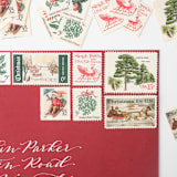 "Winter Wonderland Vintage Postage Set // Set of 5 // UNUSED // Sleigh Ride" - Postage Stamps in green by Flourish Fine Writing
