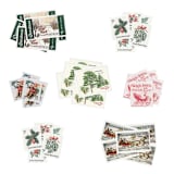 "Winter Wonderland Vintage Postage Set // Set of 5 // UNUSED // Sleigh Ride" - Postage Stamps in green by Flourish Fine Writing