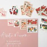 "Santa's Coming to Town Vintage Postage Set // Set of 5 // UNUSED // Sleigh" - Postage Stamps in red by Flourish Fine Writing