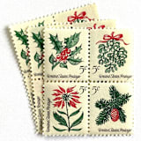 "Set of 4 “Christmas Issue Se-Tenant” Stamps | Contemporary Christmas Series | Vintage Unused USPS Postage 5c | Pack of 10 Sets | 40 Individual Stamps" - Postage Stamps in green by Jennifer Kramer