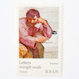 "10 Cent Letters Mingle Souls Donne/Raphael Postage Stamps // Set of 10 // UNUSED vintage postage stamps" - Postage Stamps in pink by Flourish Fine Writing