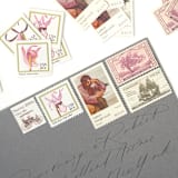 "10 Cent Letters Mingle Souls Donne/Raphael Postage Stamps // Set of 10 // UNUSED vintage postage stamps" - Postage Stamps in pink by Flourish Fine Writing