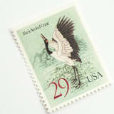 "29 Cent Black Necked Crane Postage Stamps // Set of 10 // UNUSED Vintage stamps" - Postage Stamps in green by Flourish Fine Writing