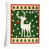 "Winter Holidays “Reindeer” Postage Stamps | Contemporary Christmas Series | Vintage Unused USPS Postage 44c | Pack of 10" - Postage Stamps in green by Jennifer Kramer