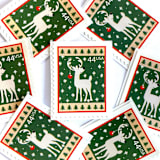 "Winter Holidays “Reindeer” Postage Stamps | Contemporary Christmas Series | Vintage Unused USPS Postage 44c | Pack of 10" - Postage Stamps in green by Jennifer Kramer