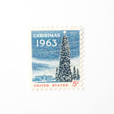 "5 Cent Christmas Tree and White House Postage Stamps // Set of 10 // UNUSED Vintage Stamps" - Postage Stamps in blue by Flourish Fine Writing