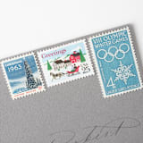 "5 Cent Christmas Tree and White House Postage Stamps // Set of 10 // UNUSED Vintage Stamps" - Postage Stamps in blue by Flourish Fine Writing