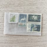 "$1.18 . Magnolia & Fern postage stamps . Set of 5" - Postage Stamps in blue by Kristen Melchor