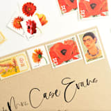"Frida Kahlo and Georgia O'Keeffe Postage Set // Set of 5 // $1.13 in postage per set" - Postage Stamps in orange by Flourish Fine Writing