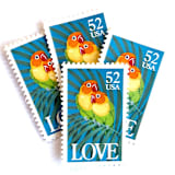 "Love Birds Postage Stamps | Love Series | Fischer’s Lovebirds | Tropical Wedding Stamps | Valentine | Vintage Unused USPS Postage 52c | Pack of 10" - Postage Stamps in green by Heritage Post House