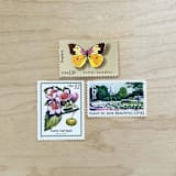 "51 cents . Pink apple blossom vintage postage stamps add-on . Set of 5" - Postage Stamps in green by Kristen Melchor