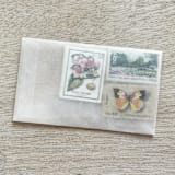 "51 cents . Pink apple blossom vintage postage stamps add-on . Set of 5" - Postage Stamps in green by Kristen Melchor