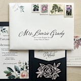 "$1.50 . Purple floral postage stamps . Set of 5" - Postage Stamps in purple by Kristen Melchor